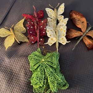 Hand crafted Christmas Butterflies.  Christmas Bows…